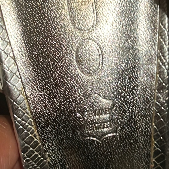 Aldo Silver High Heels Leather Open Toe Stilettos W/ Rhinestones Women's Sz 8 - Picture 8 of 9